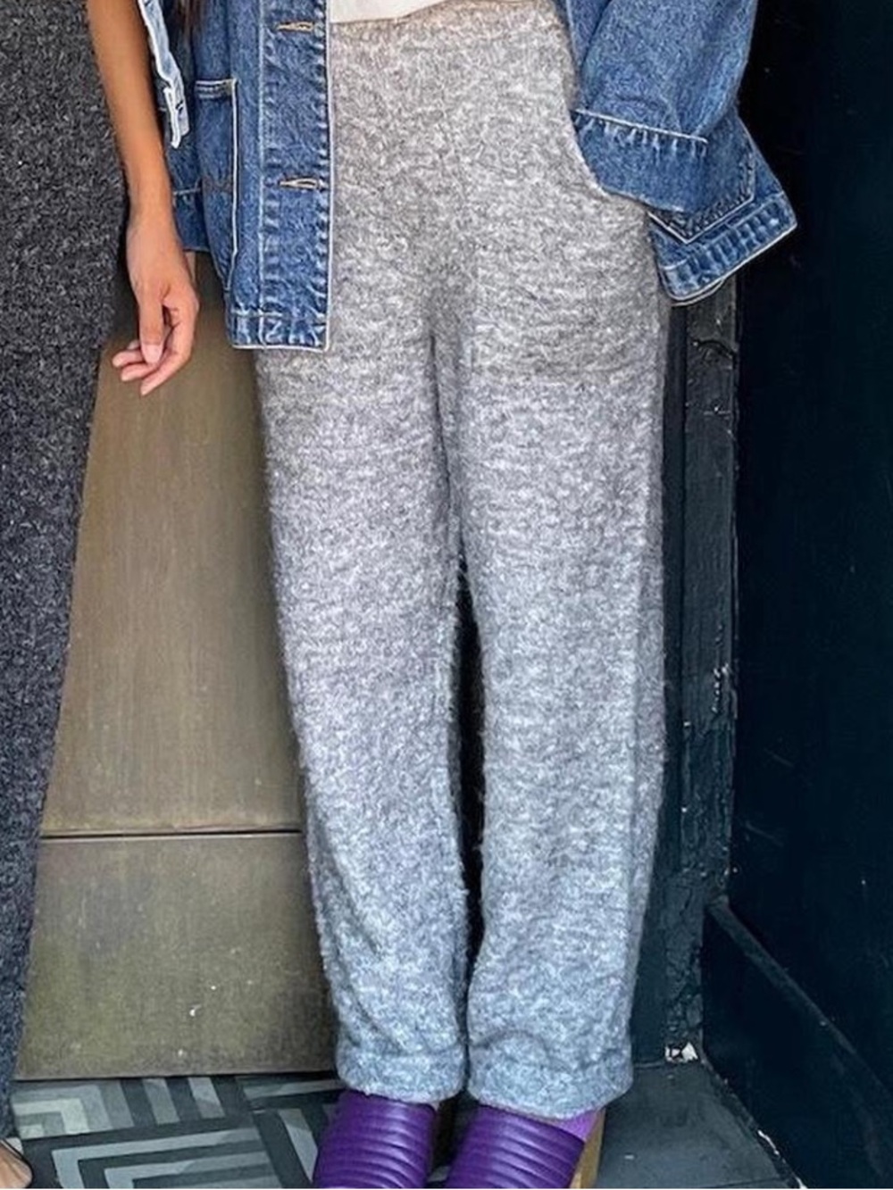 Le Bon Shoppe Monte Cozy Knit Wide-Leg Pants - Gray Womens Size Small